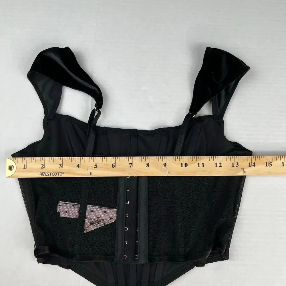 Victoria Secret Dream Angels Black Velvet Corset Top M Coquette Whimsygoth NWT